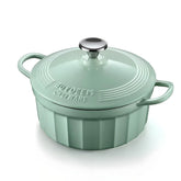 BUYDEEM Enamel Cast Iron pot stew pot Lock Water Preservating 2.9L Light Green CP552