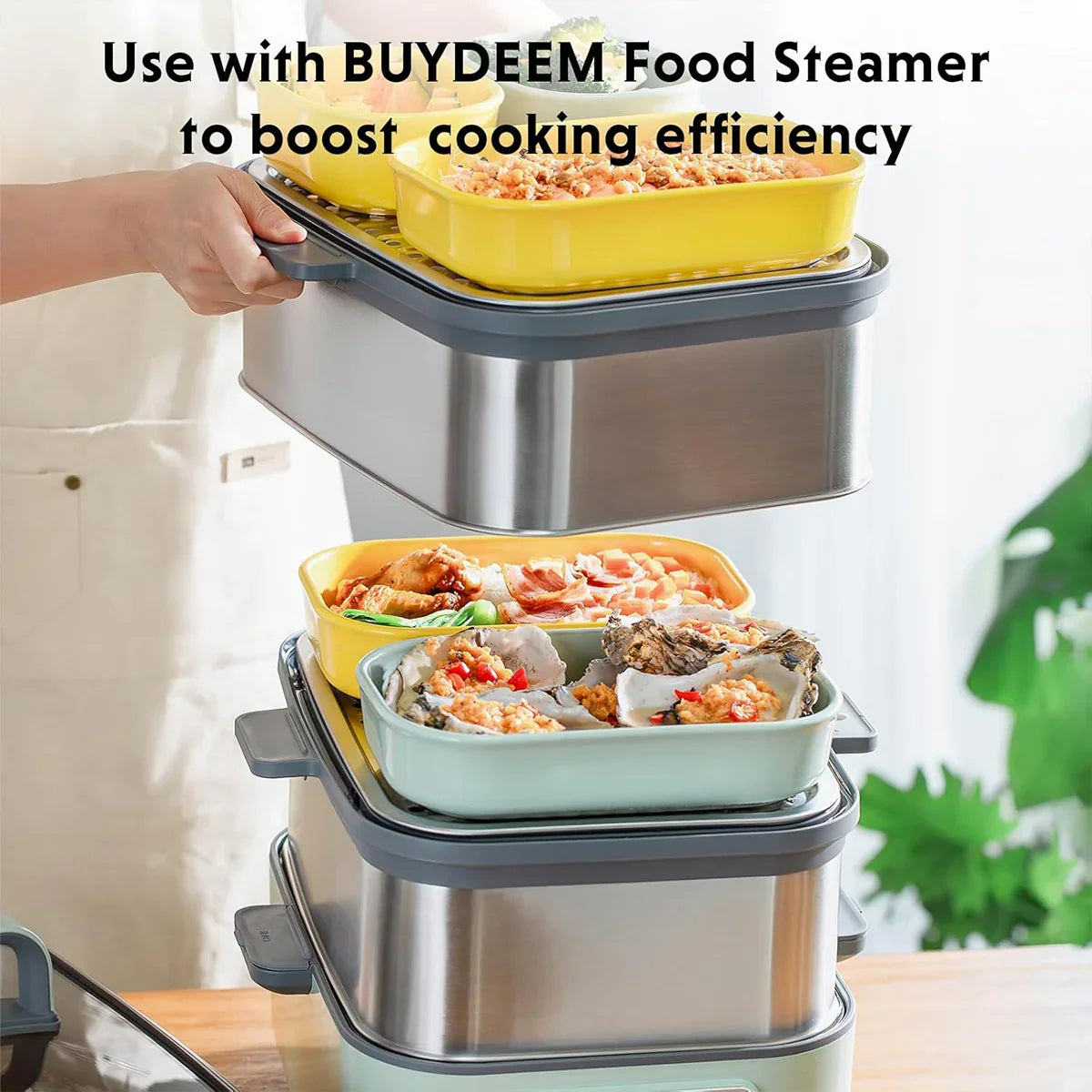 BUYDEEM CT3008 Ceramic Food Storage Container With Airtight Lid Stackable Bento Lunch Box 1L BUYDEEM CT3008 Ceramic Food Storage Container With Airtight Lid Stackable Bento Lunch Box 1L