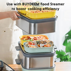 BUYDEEM CT3008 Ceramic Food Storage Container With Airtight Lid Stackable Bento Lunch Box 1L
