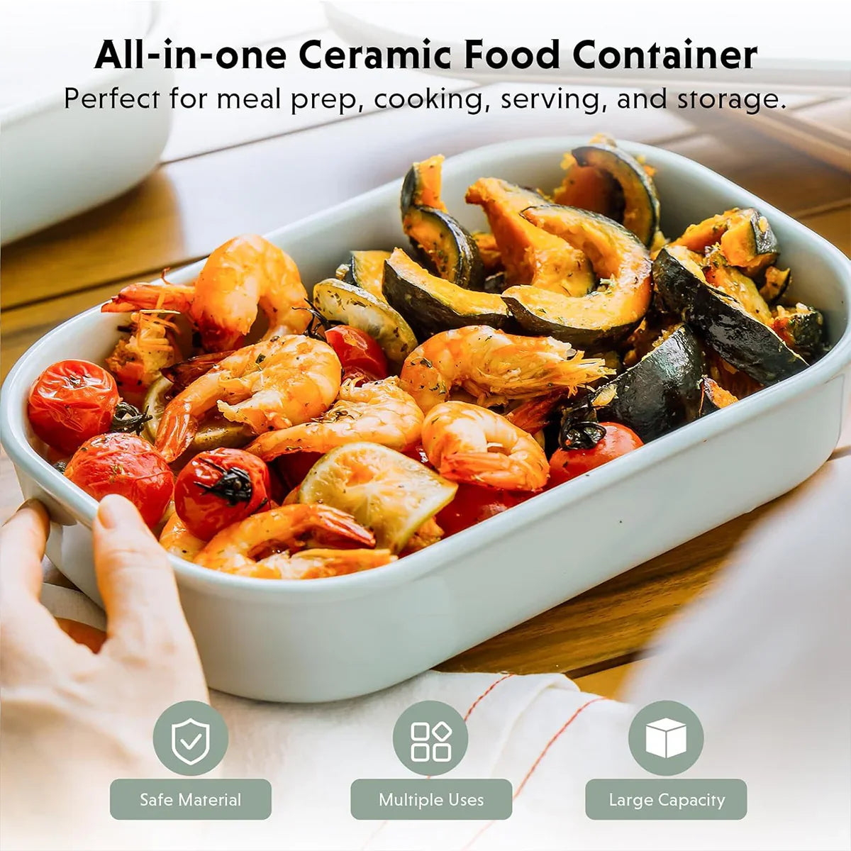 BUYDEEM CT3008 Ceramic Food Storage Container With Airtight Lid Stackable Bento Lunch Box 1L BUYDEEM CT3008 Ceramic Food Storage Container With Airtight Lid Stackable Bento Lunch Box 1L