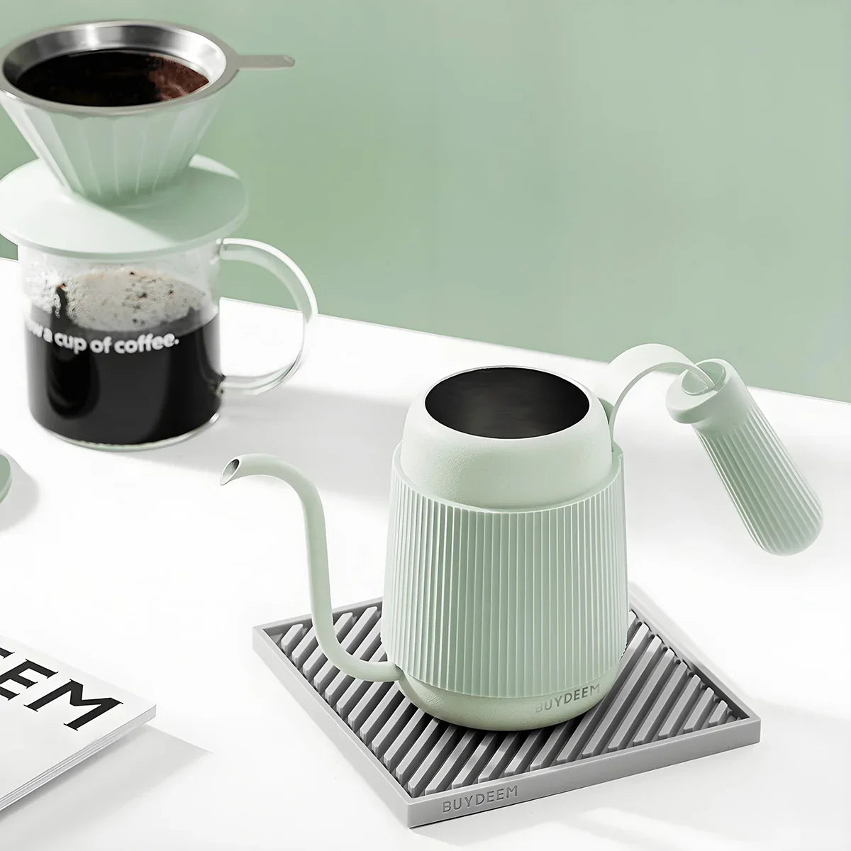 BUYDEEM Gooseneck Pour Over Coffee Kettle Green BUYDEEM Gooseneck Pour Over Coffee Kettle Green