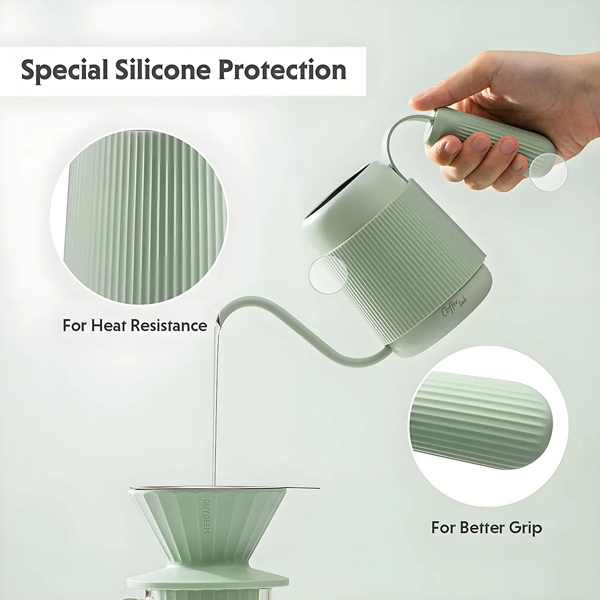 BUYDEEM Gooseneck Pour Over Coffee Kettle Green BUYDEEM Gooseneck Pour Over Coffee Kettle Green