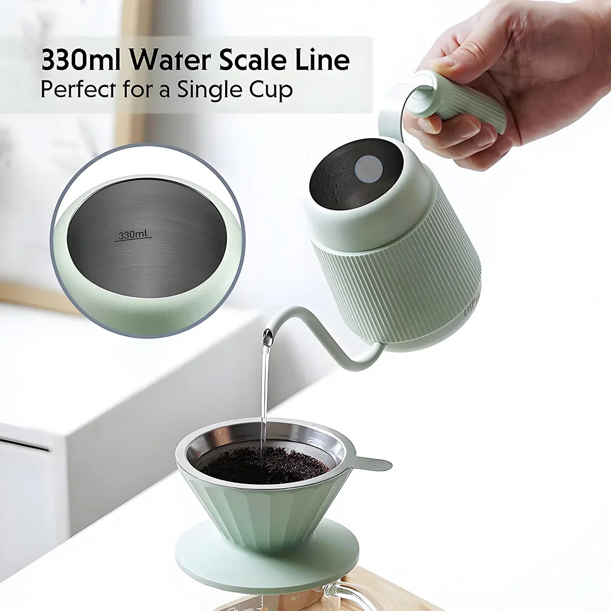 BUYDEEM Gooseneck Pour Over Coffee Kettle Green BUYDEEM Gooseneck Pour Over Coffee Kettle Green