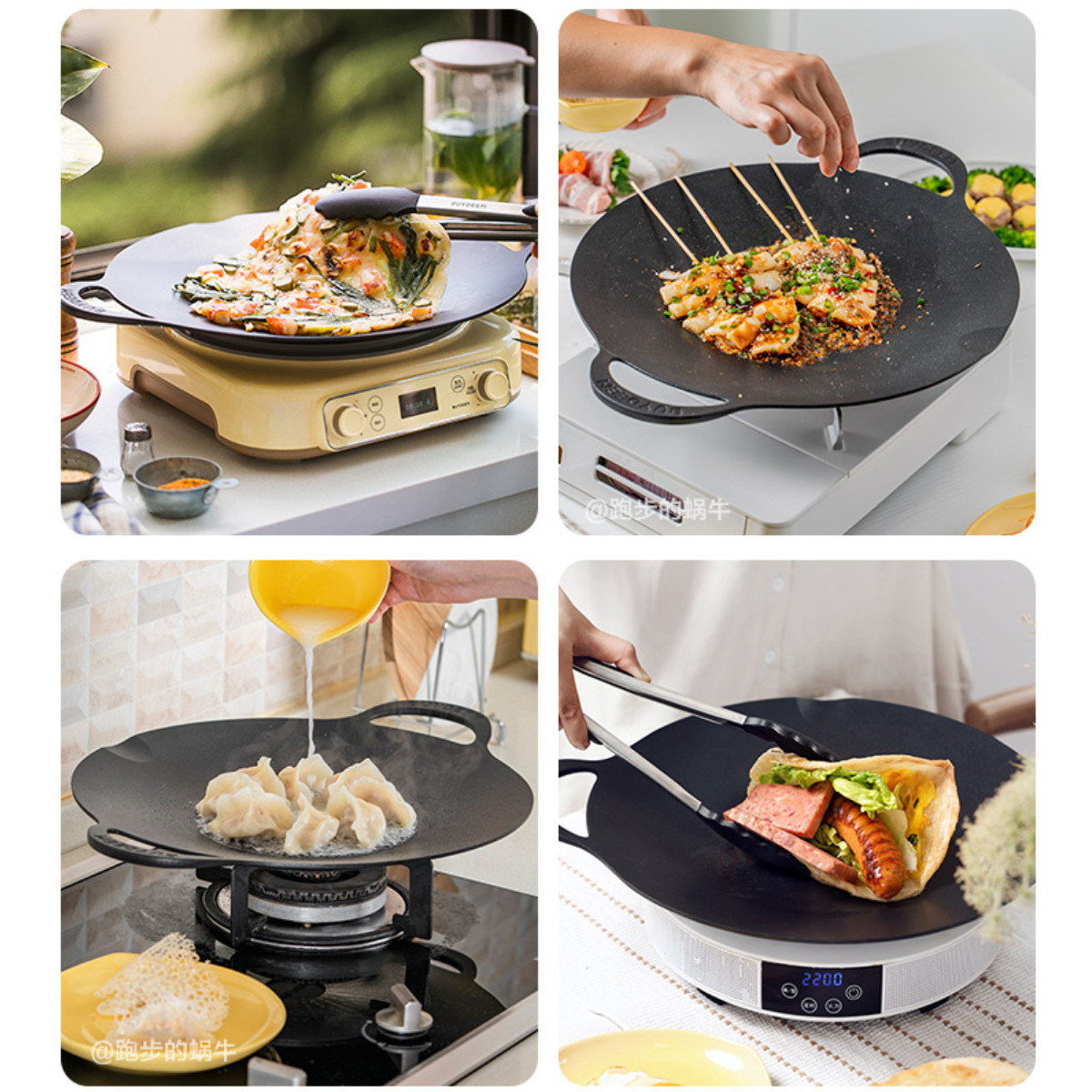 BUYDEEM Grill Pan Nonstick 36cm Round BBQ Griddle Indoor or Outdoor Cooking