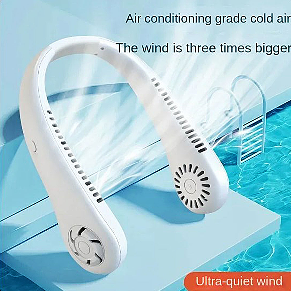 Mini Portable Neck Fan Bladeless Hanging Air Cooler 3 Speed Summer Sport Fan