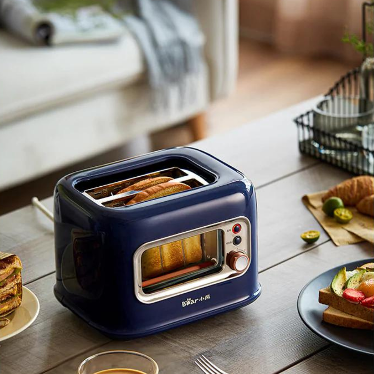 BEAR Double Slots Bread Toaster With Glass Window BEAR Double Slots Bread Toaster With Glass Window