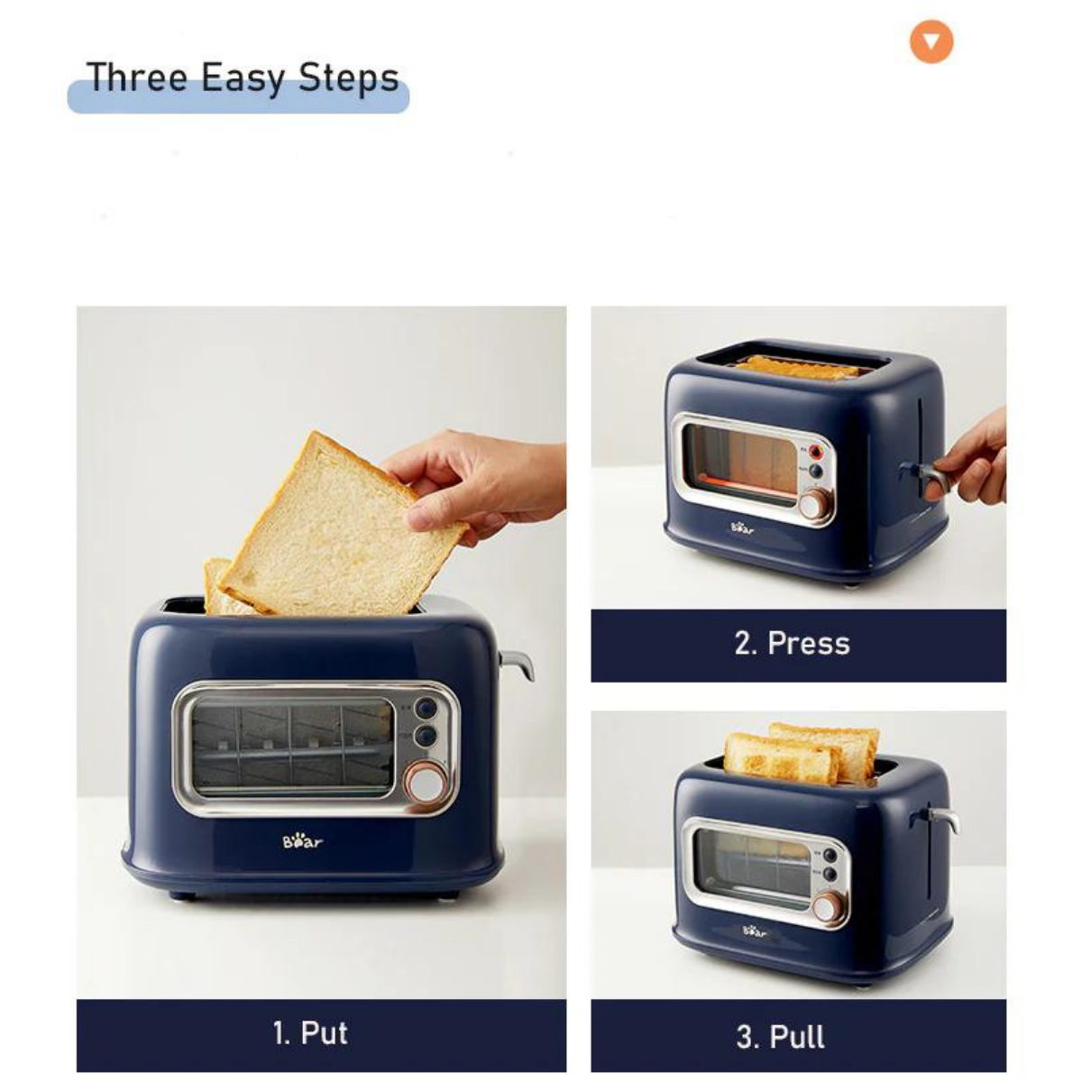 BEAR Double Slots Bread Toaster With Glass Window BEAR Double Slots Bread Toaster With Glass Window