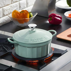 BUYDEEM Enamel Cast Iron pot stew pot Lock Water Preservating 2.9L Light Green CP552