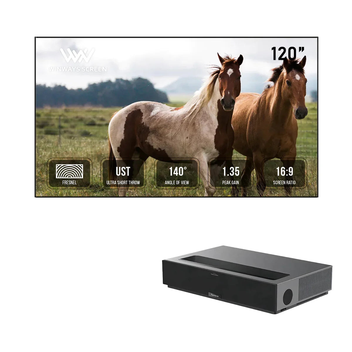 Formovie Theater Premium Laser 4K TV Ultra Short Throw Projector+Winways UST Throw ALR Fresnel Screen Formovie Theater Premium Laser 4K TV Ultra Short Throw Projector+Winways UST Throw ALR Fresnel Screen
