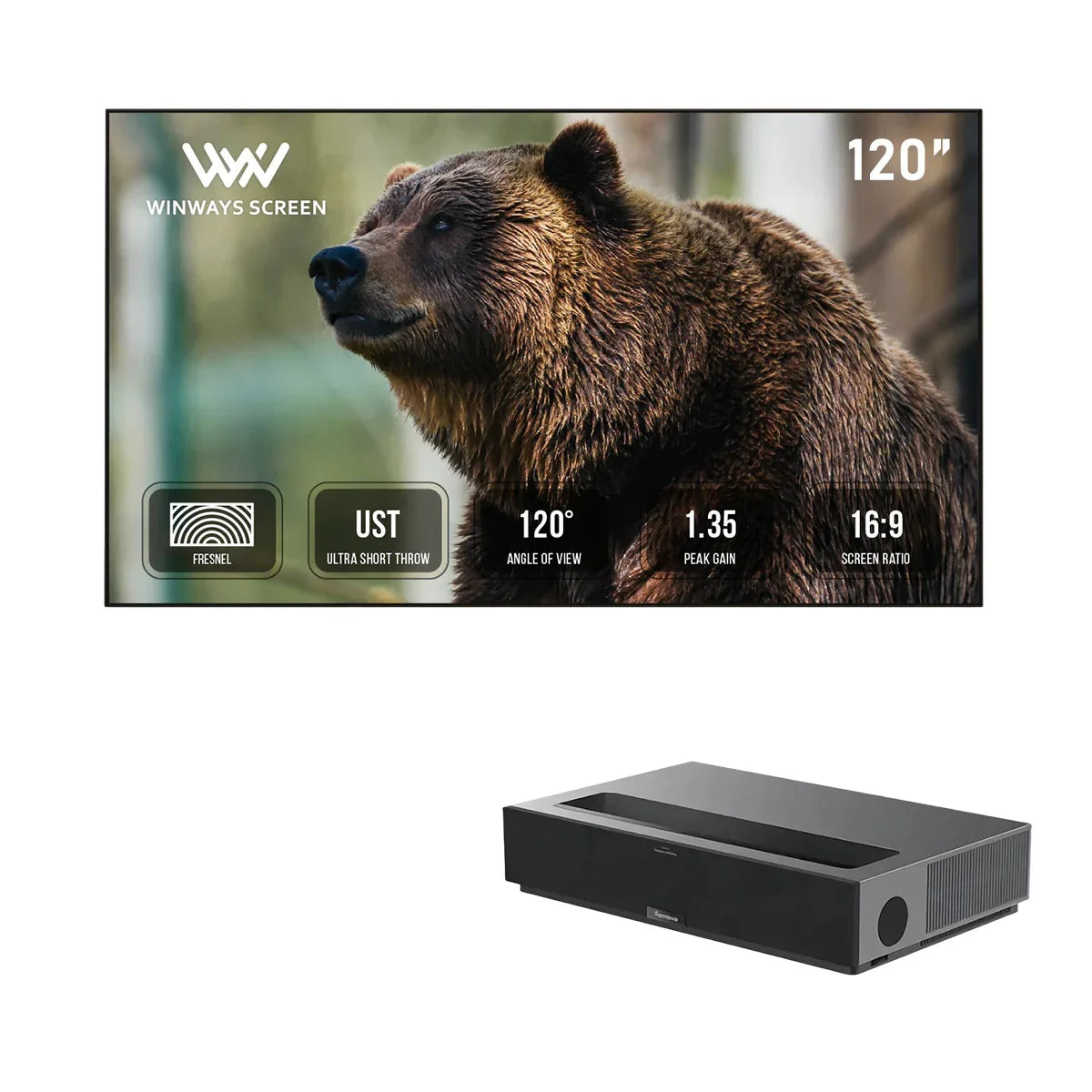 Formovie Theater Premium Laser 4K TV Ultra Short Throw Projector+Winways UST Throw ALR Fresnel Screen Formovie Theater Premium Laser 4K TV Ultra Short Throw Projector+Winways UST Throw ALR Fresnel Screen