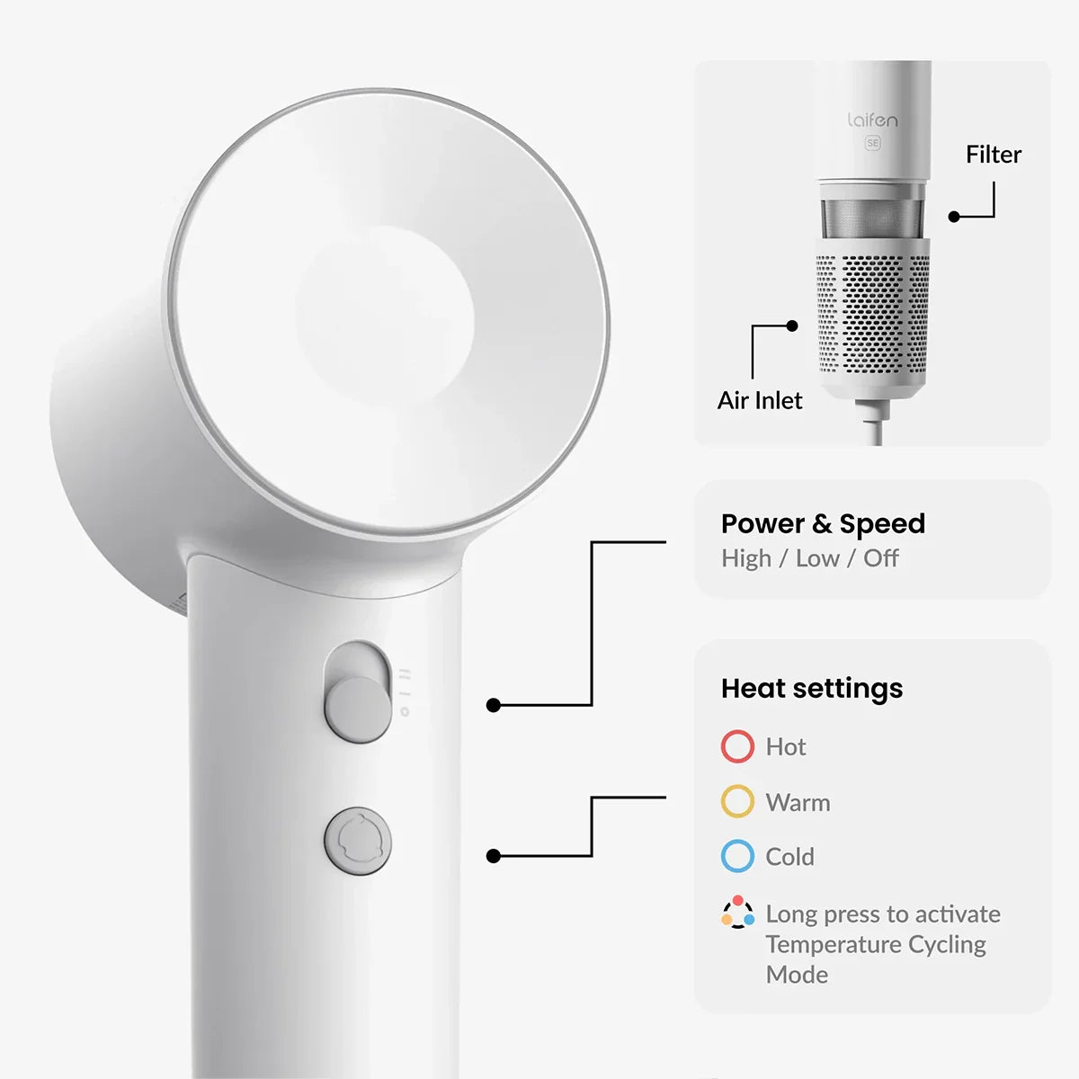 Laifen SE · High-speed hair dryer - Matte White Laifen SE · High-speed hair dryer - Matte White