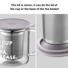 Buydeem Teapot Tea Cup With Drain Basket Separation Filter High Borosilicate Glass 350ml CD1001
