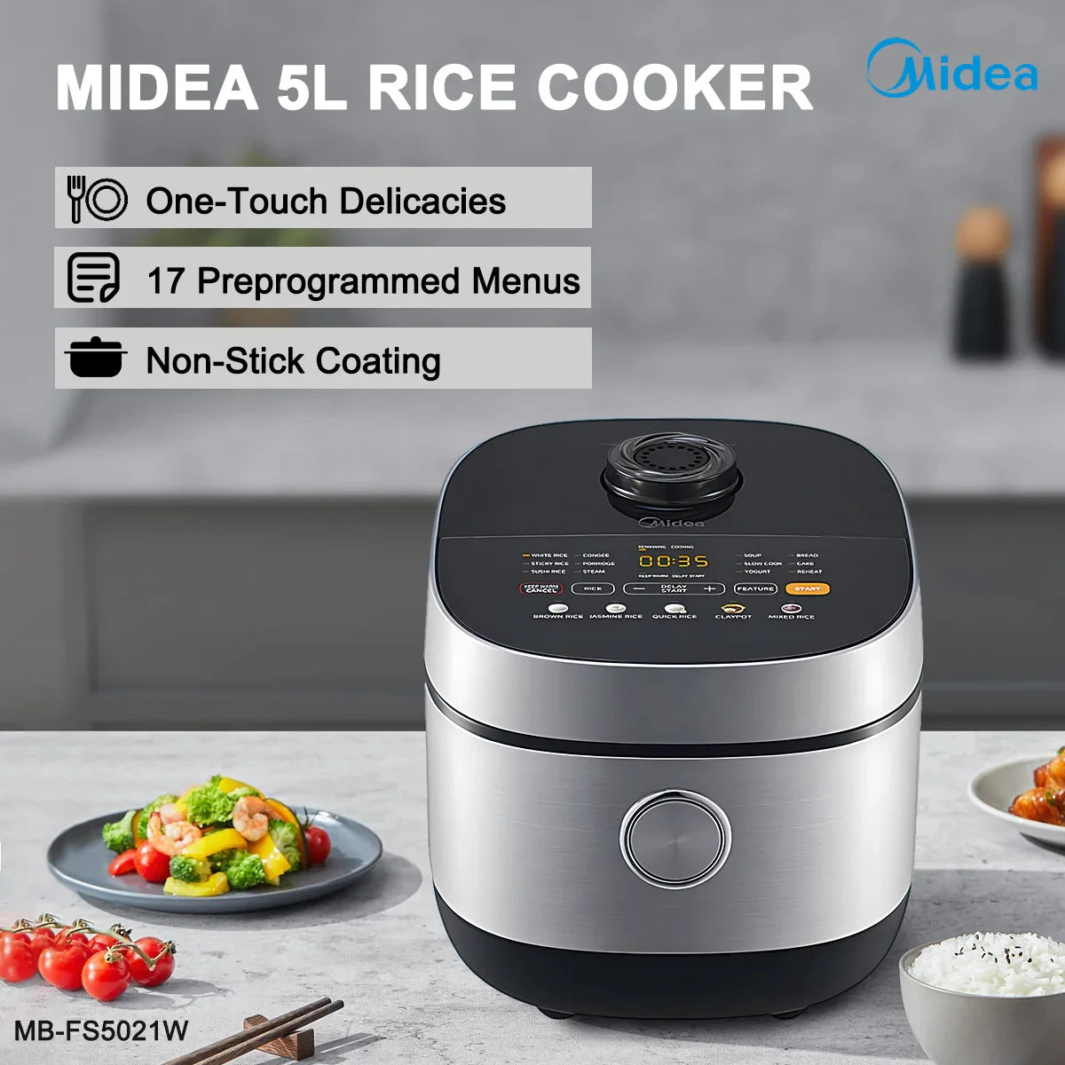 Midea 5L Rice Cooker Non-Stick Multi-functionality 24-Hour Auto Keep Warm Midea 5L Rice Cooker Non-Stick Multi-functionality 24-Hour Auto Keep Warm