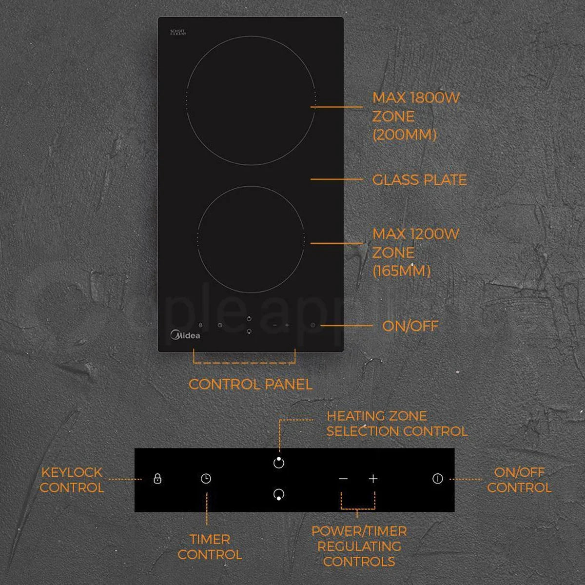 Midea 30cm Ceramic Cooktop with 2 Zone Midea 30cm Ceramic Cooktop with 2 Zone