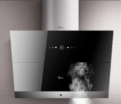 美的90cm斜角吸油烟机高温自洁