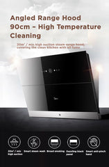美的90cm斜角吸油烟机高温自洁