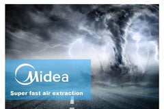 Midea 60cm T 型天篷抽油烟机 - 不锈钢和黑色玻璃面板