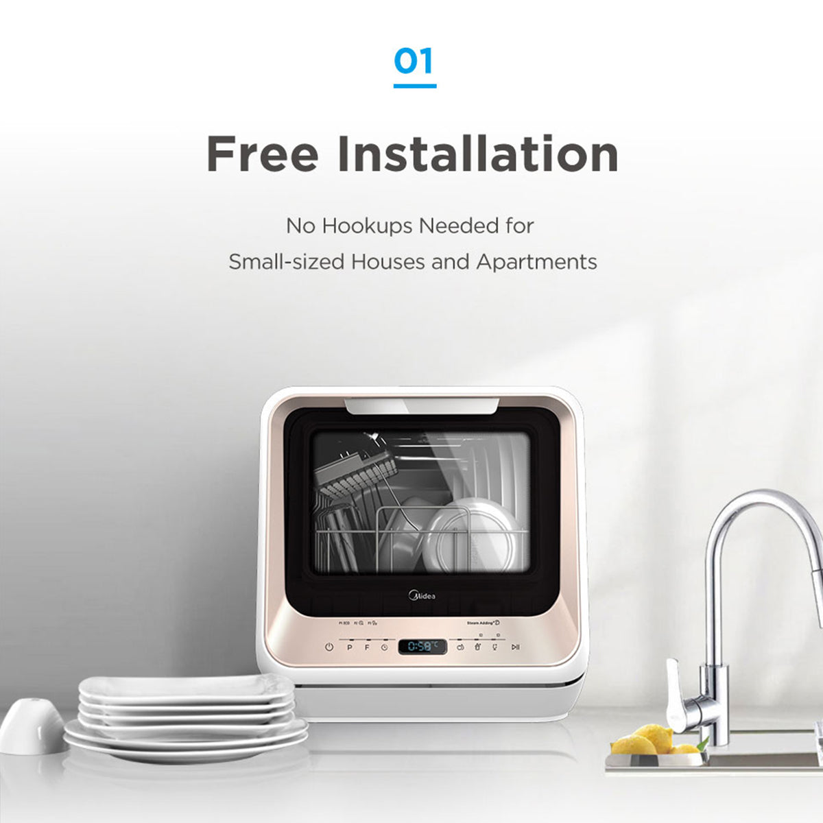 Midea 3rd Gen Benchtop Mini Dishwasher Multifunctional 3 Place Dish Washing Latest Version Water Tray Included Midea 3rd Gen Benchtop Mini Dishwasher Multifunctional 3 Place Dish Washing Latest Version Water Tray Included