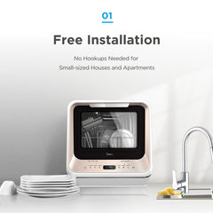 Midea 3rd Gen Benchtop Mini Dishwasher Multifunctional 3 Place Dish Washing Latest Version Water Tray Included