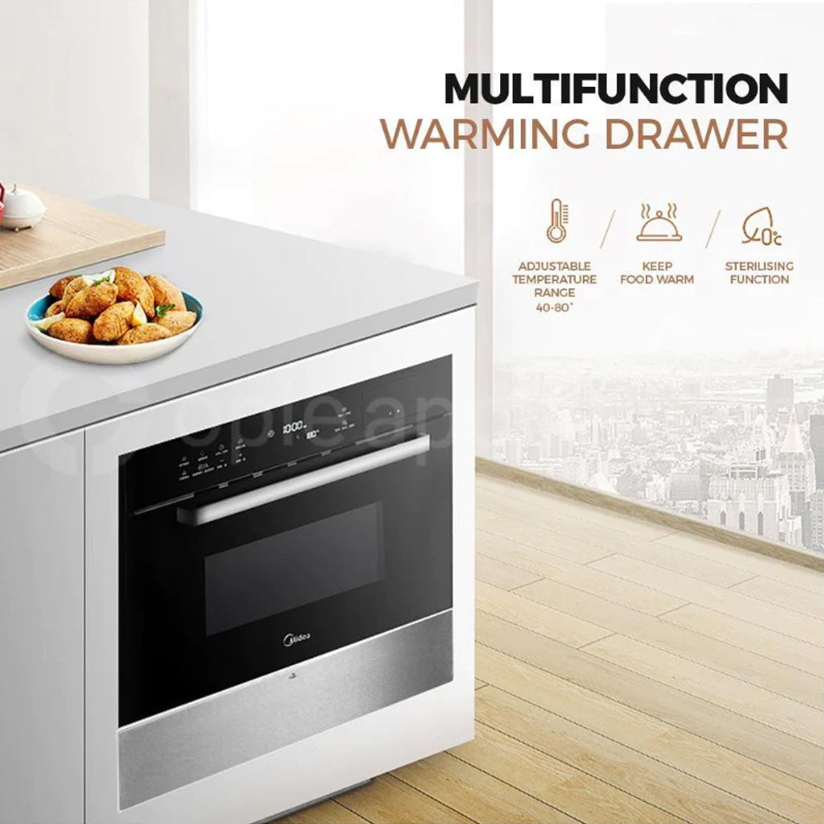 Midea 44L Built-in Compact Digital Touch Control Oven+Midea Warming Drawer