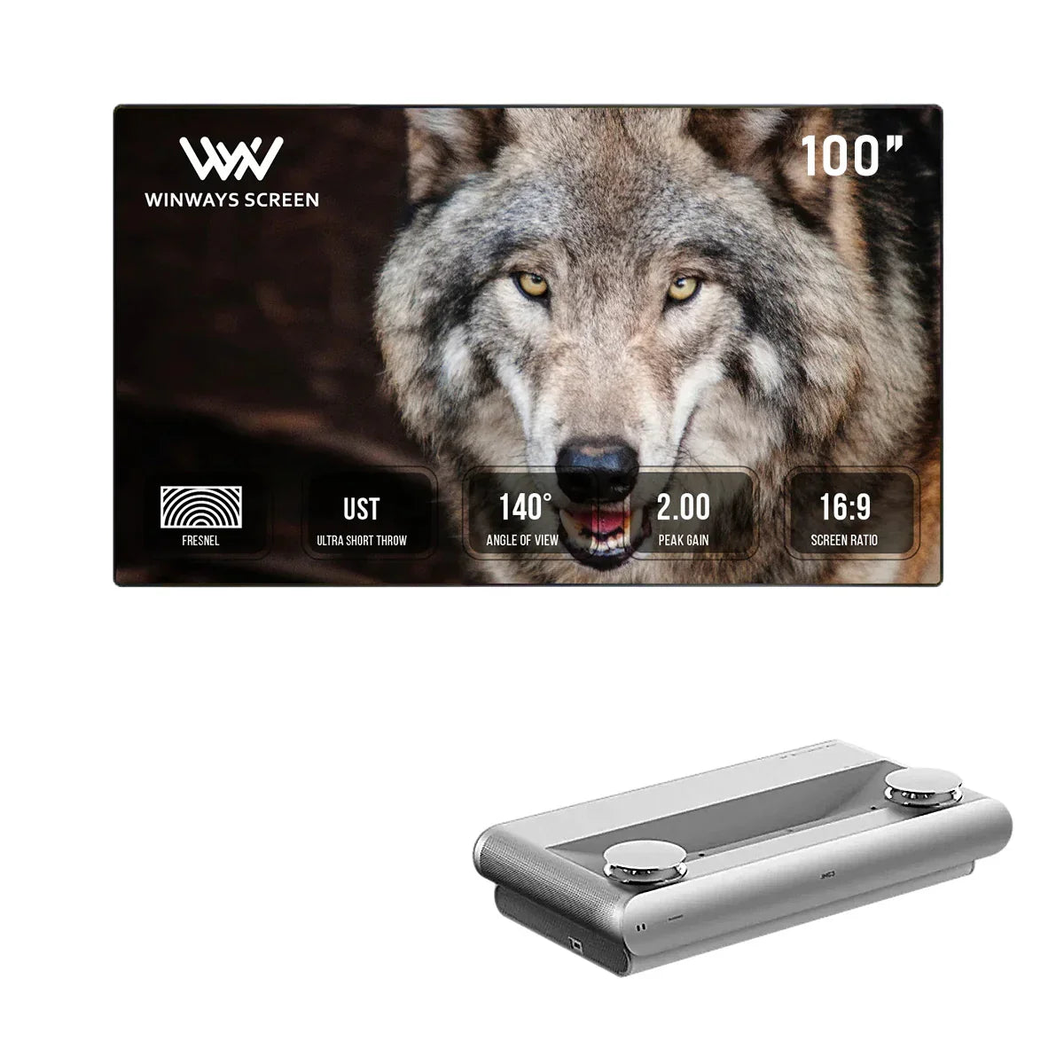 JMGO U2 4K Tri-Color Laser TV Projector + Winways UST Throw ALR 100'' Screen JMGO U2 4K Tri-Color Laser TV Projector + Winways UST Throw ALR 100'' Screen