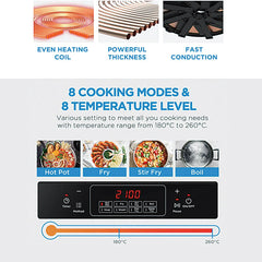 Midea Portable Induction Cooker with Stainless Steel Pot + BUYDEEM 36cm Nonstick BBQ Grill Pan