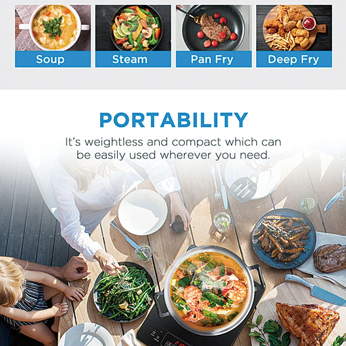 Midea Portable Induction Cooker 3-hour timer with Stainless Steel Pot Midea Portable Induction Cooker 3-hour timer with Stainless Steel Pot