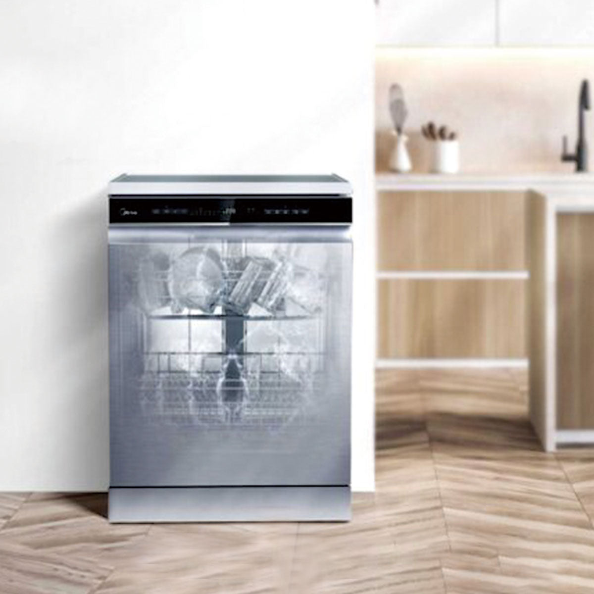 Midea 90cm Black Canopy Rangehood Gesture Control+Midea 60cm Freestanding Dishwasher 9 program wash