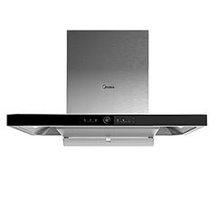 Midea 90cm Black Canopy Rangehood Gesture Control+Midea 90cm Gas Glass Cooktop with 5 Burners Black