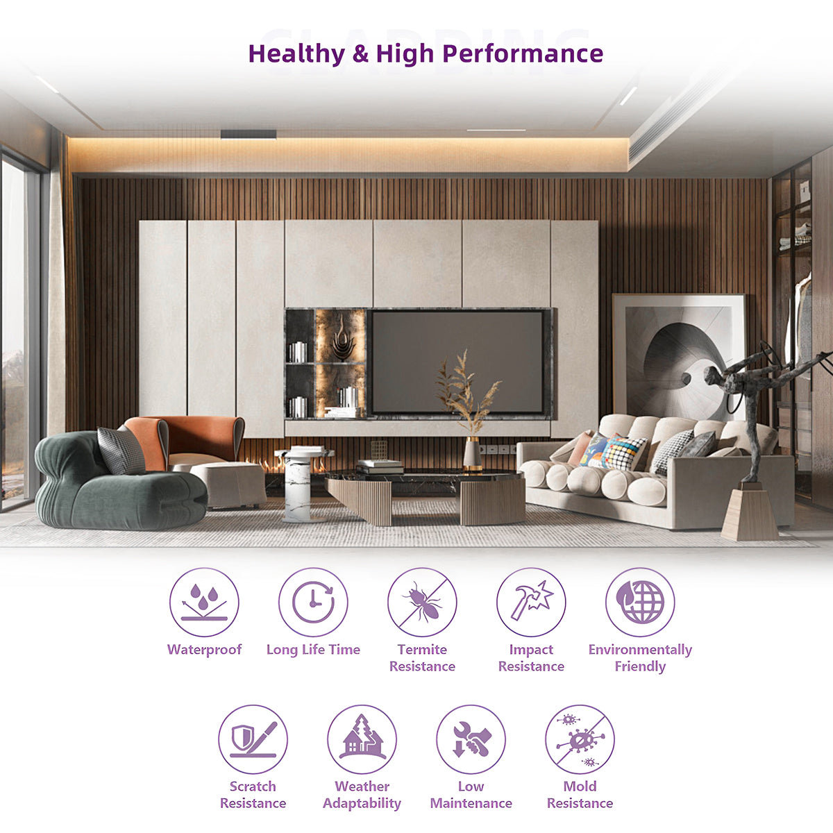Composite Wall Cladding – indoor Wall Panel WPC-CWT0-159mm