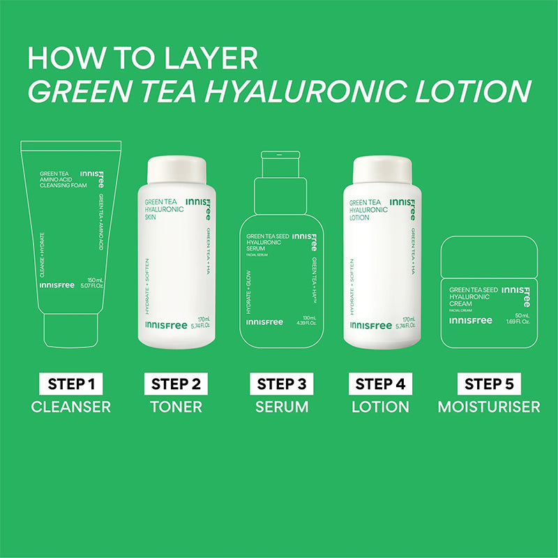 INNISFREE Green Tea Hyaluronic Lotion 170ml Hydrating Facial Toner