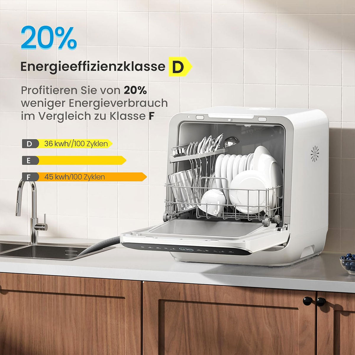 Midea 3 Place Setting Bench Top Mini Dishwasher