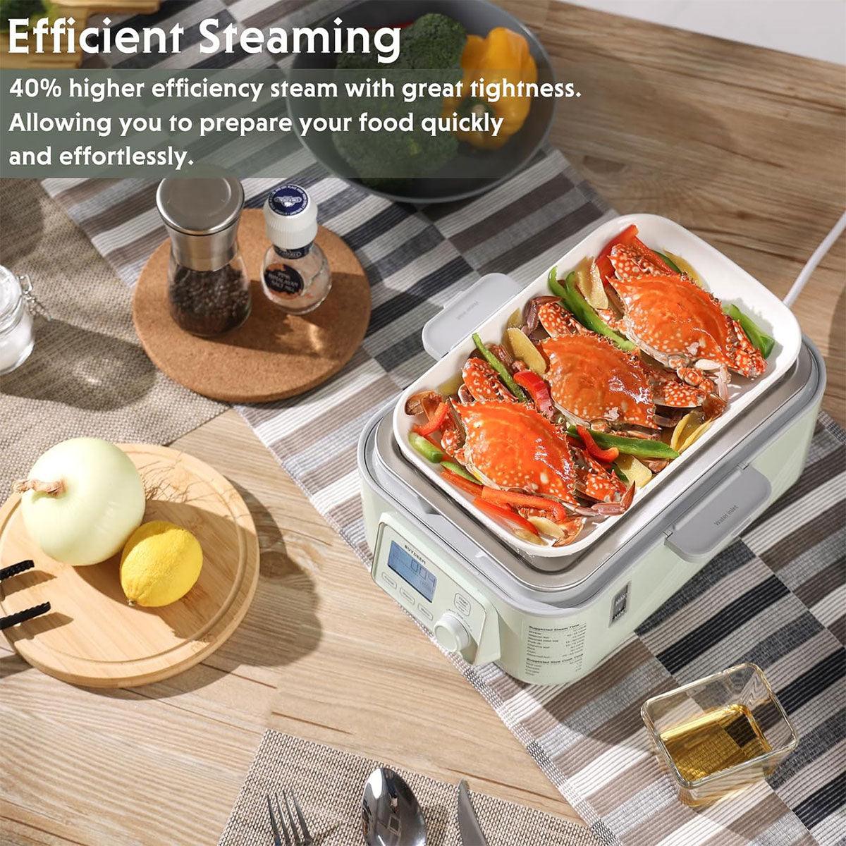 BUYDEEM Two-Tier 10L Electric Food Steamer One Touch Digital Quick Steam in 60s