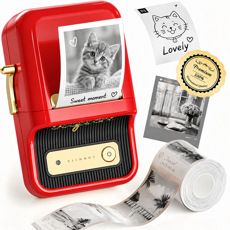 Niimbot B21 Pro Bluetooth Label Maker Red & Black Printing Photo Printer