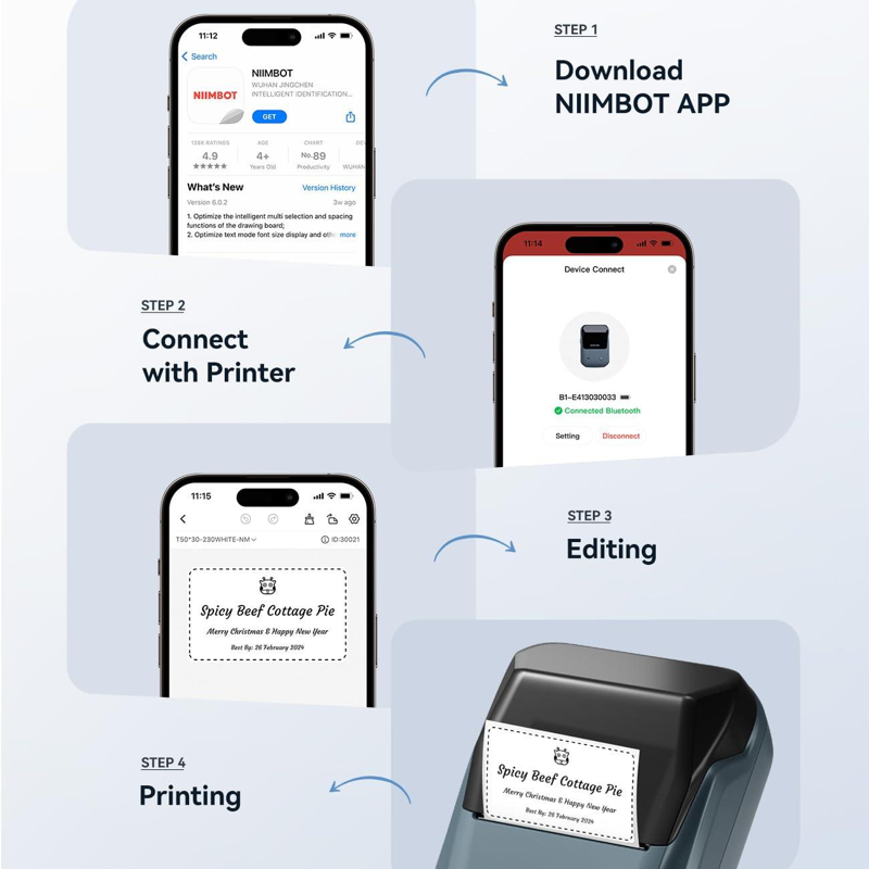 Niimbot B1 Portable 2-Inch Bluetooth Thermal Label Printer