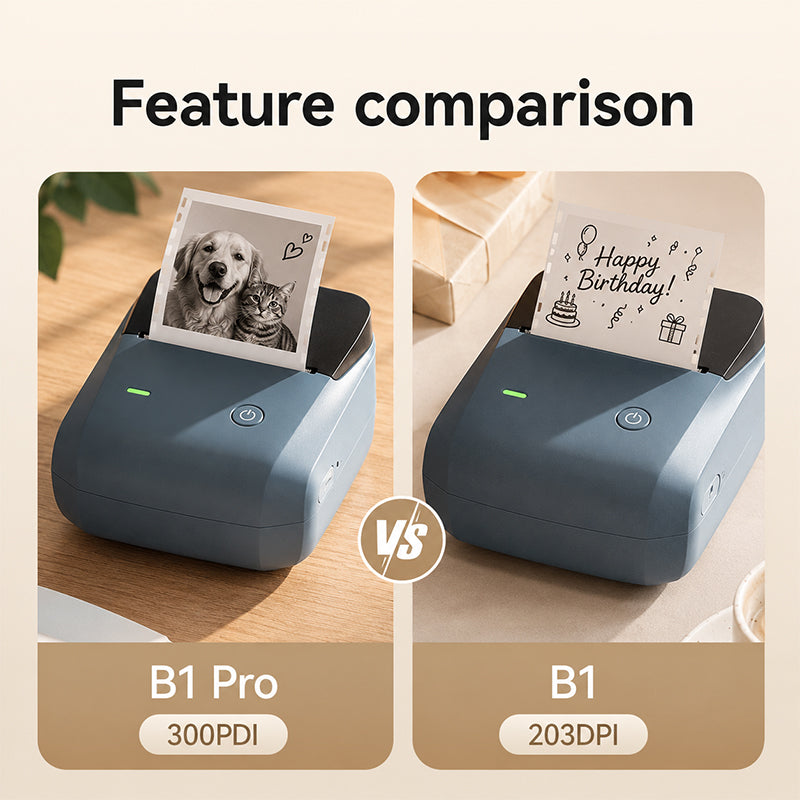 NIIMBOT B1 Pro 300 DPI Bluetooth Thermal Label Printer Red & Black Printing for Home Office & Small Business - Lake Blue