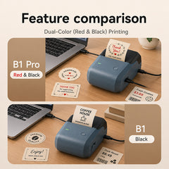 NIIMBOT B1 Pro 300 DPI Bluetooth Thermal Label Printer Red & Black Printing for Home Office & Small Business - Lake Blue