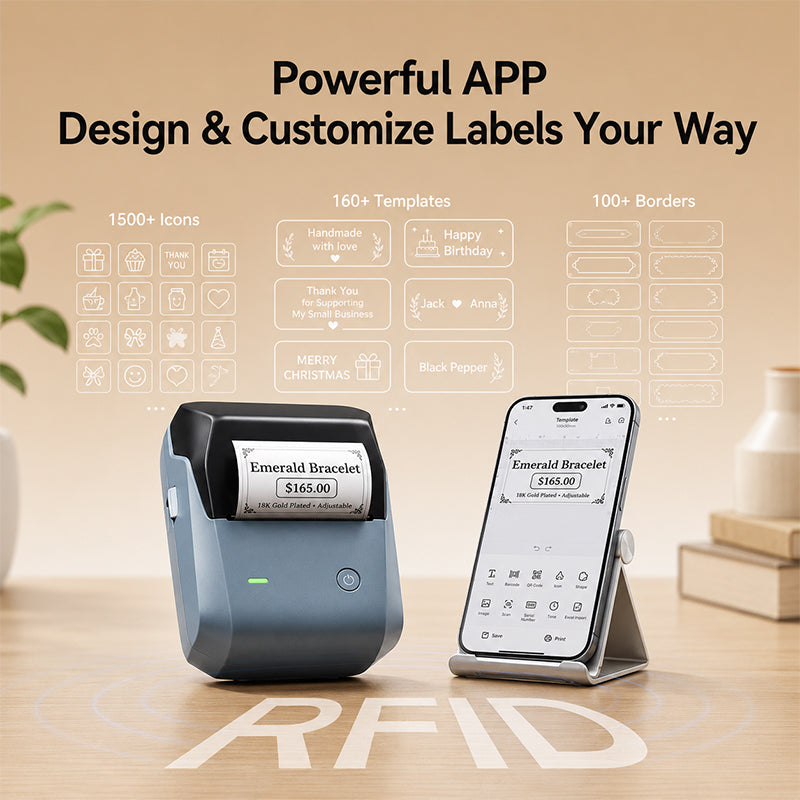NIIMBOT B1 Pro 300 DPI Bluetooth Thermal Label Printer Red & Black Printing for Home Office & Small Business - Lake Blue