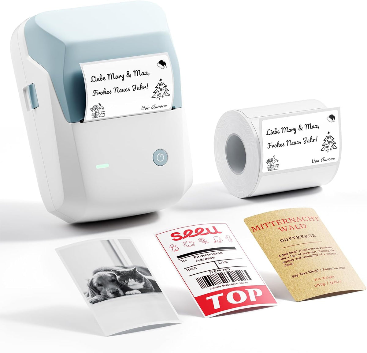 NIIMBOT B1 Pro 300 DPI Bluetooth Thermal Label Printer Red & Black Printing for Home Office & Small Business - Sky Blue