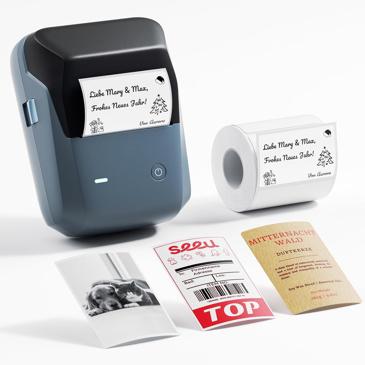 NIIMBOT B1 Pro 300 DPI Bluetooth Thermal Label Printer Red & Black Printing for Home Office & Small Business - Lake Blue