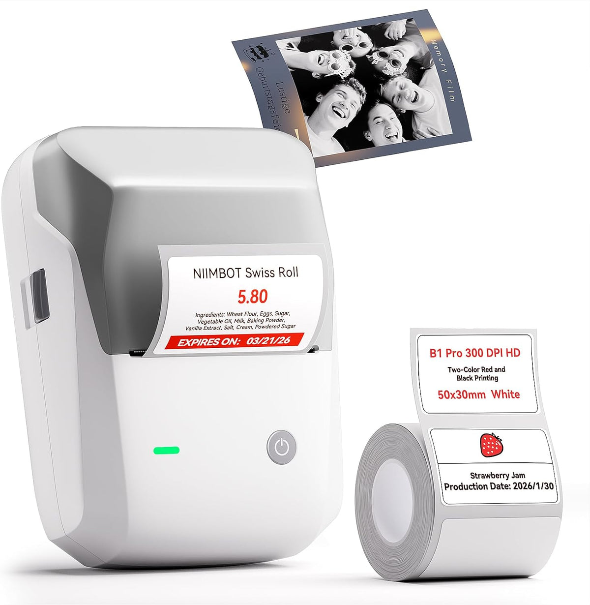 NIIMBOT B1 Pro 300 DPI Bluetooth Thermal Label Printer Red & Black Printing for Home Office & Small Business - Light Sand