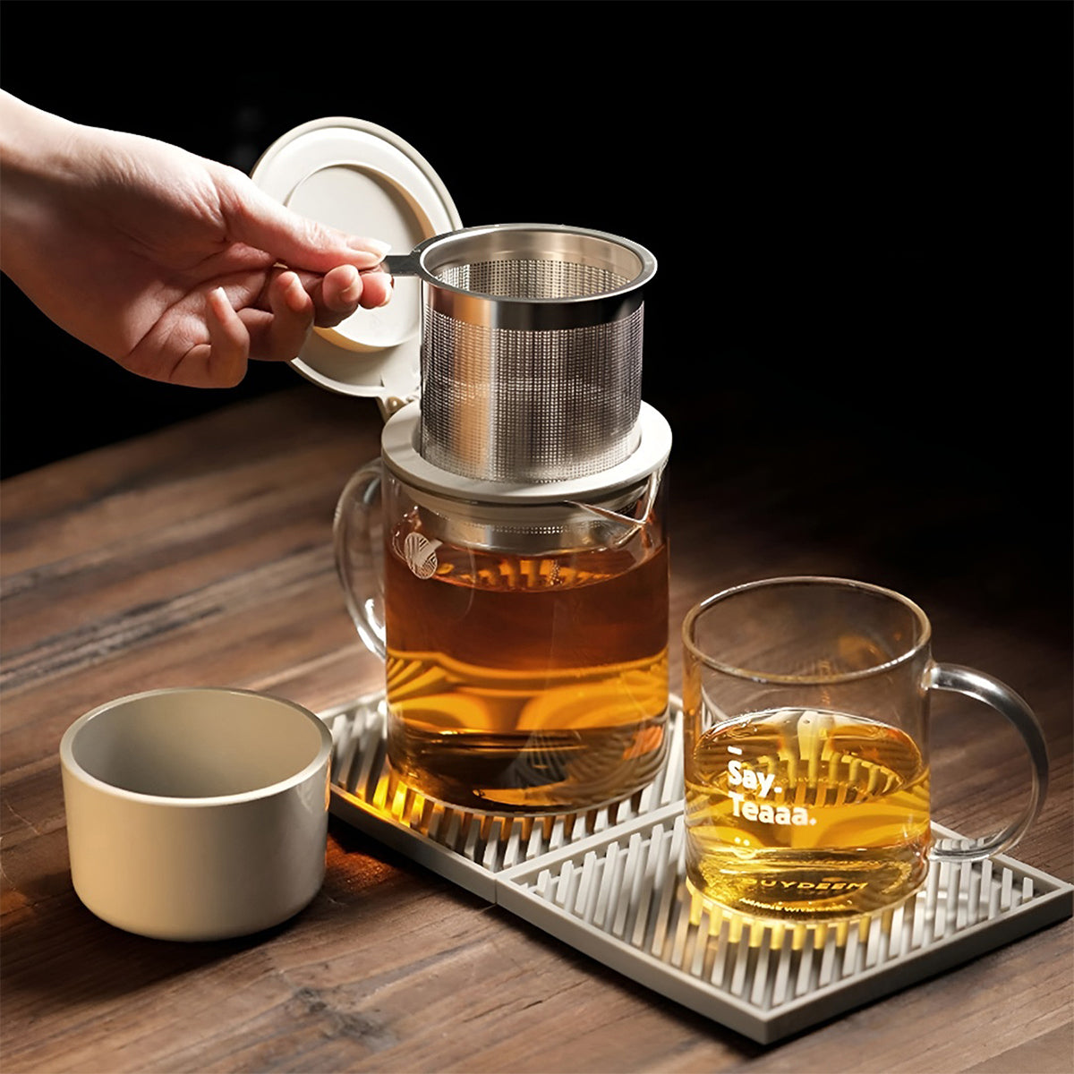 Buydeem Tea Pot Glass With Bracket 500ml