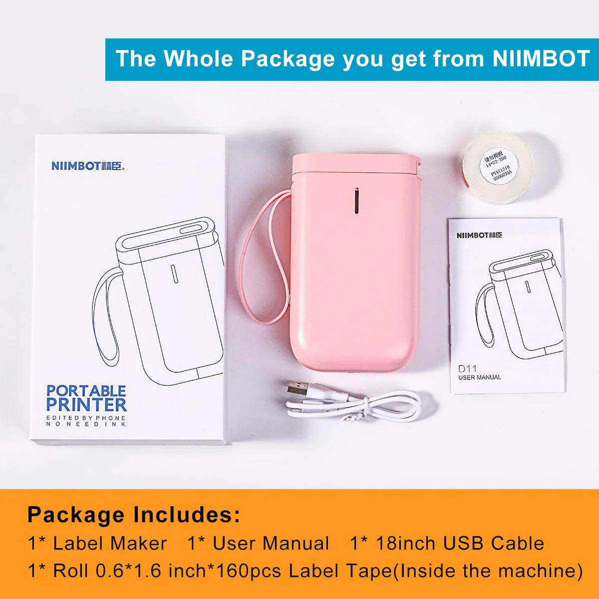 NiiMbot D11 Protable Wireless Connection Label Printer Tape