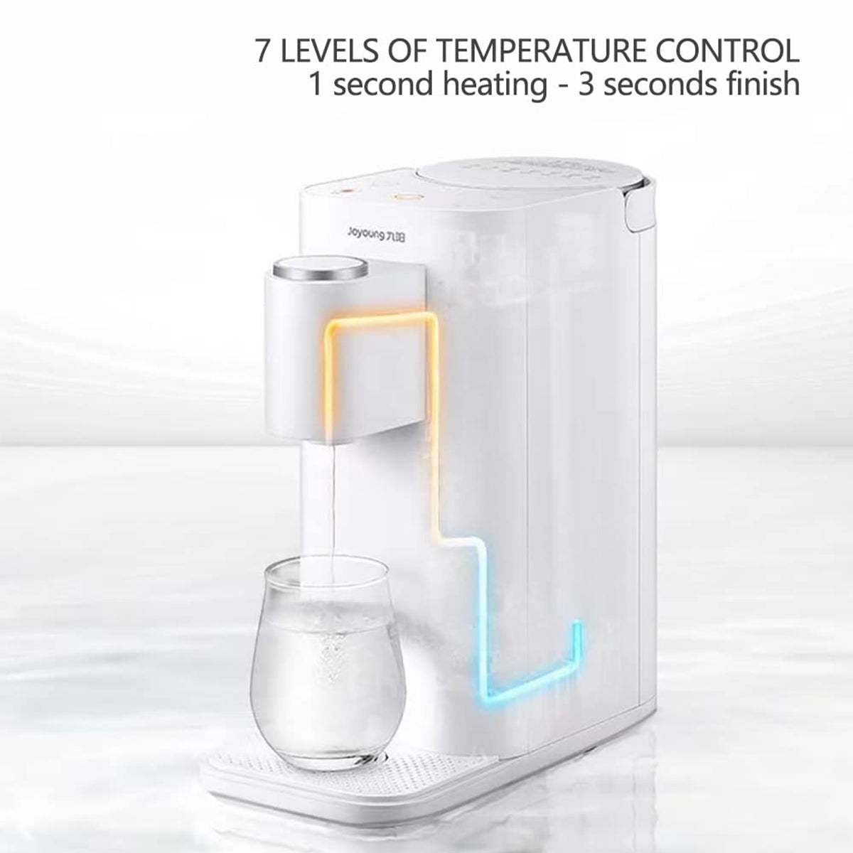 Joyoung 2L Instant Hot Water Dispenser - Countertop Drink Boiler with 7 Temperature Levels and Child Lock