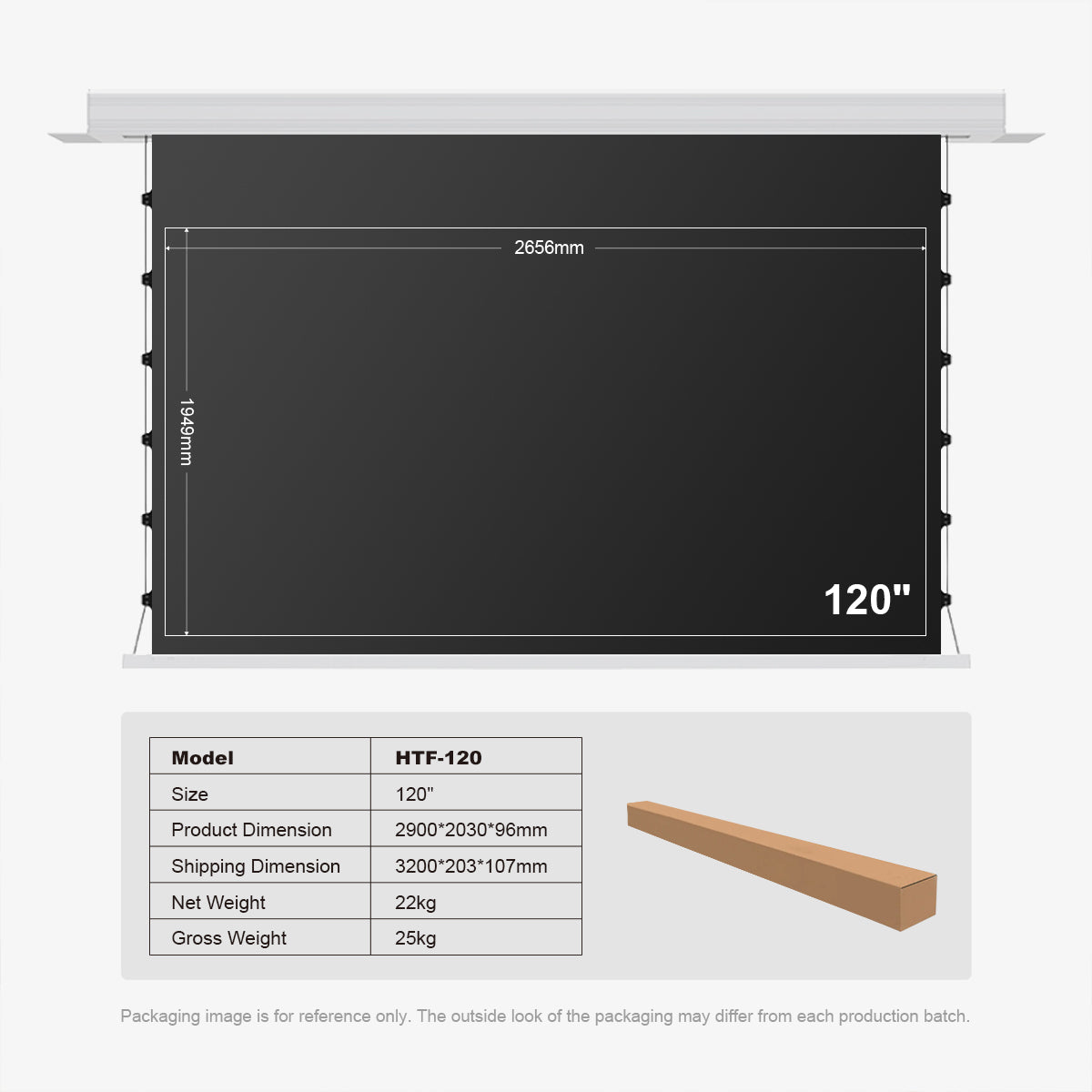 Winways UST Throw ALR 120'' Electric Lenticular Ceiling Tab-Tension Screen