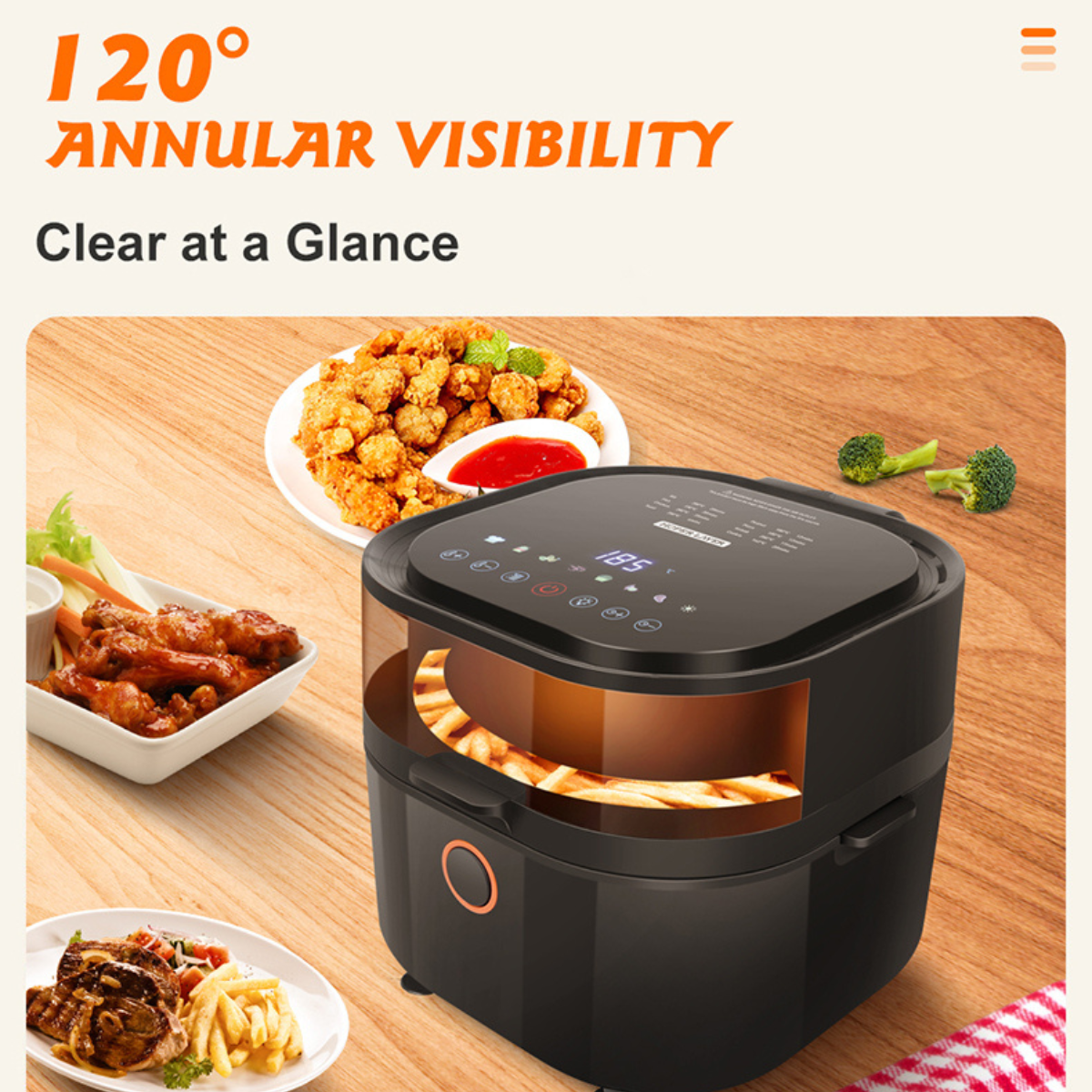 120° Visible air fryers