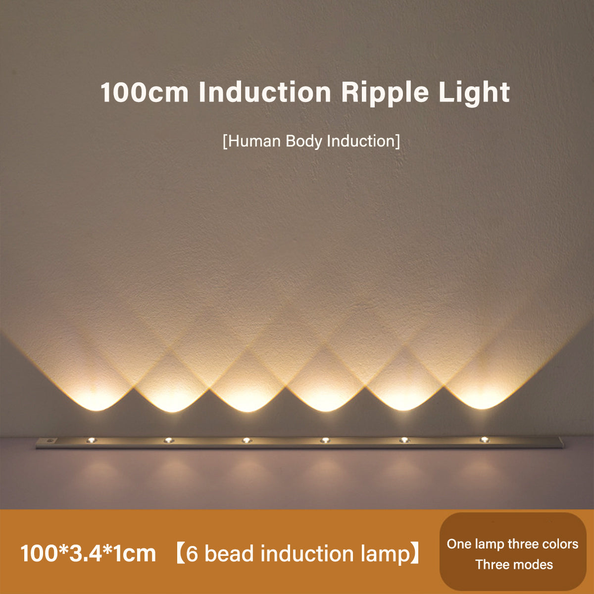 100cm LED Motion Sensor Light Human Body Induction Lamp Three-color Wireless Closet Lights