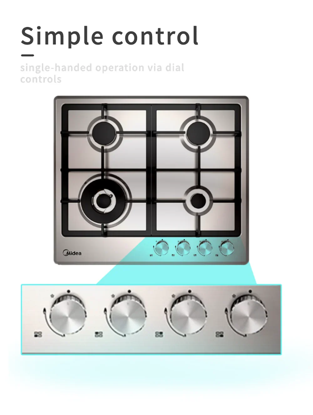 Midea 60cm Gas Cooktop Stainless Steel