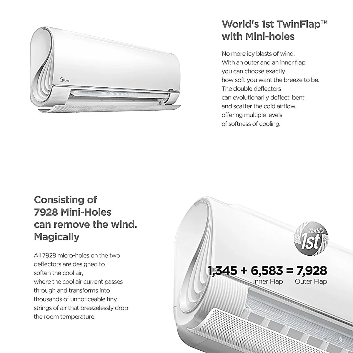 Midea Breezeless 3.5kw Split Air Conditioner 6 seconds 360 even cooling