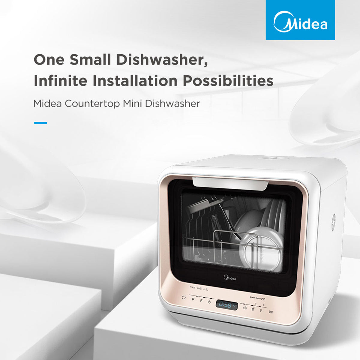 [Refurbished] Midea 3rd Gen Benchtop Mini Dishwasher Multifunctional 3 Place Dish Washing Latest Version